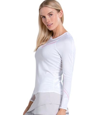 Женская теннисная футболка с длинным рукавом Lucky in Love Weave It To Me Long Sleeve - white