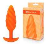 Спиральный текстурированный анальный плаг с вибрацией 13,5см b-Vibe Swirl BV-021-ORG