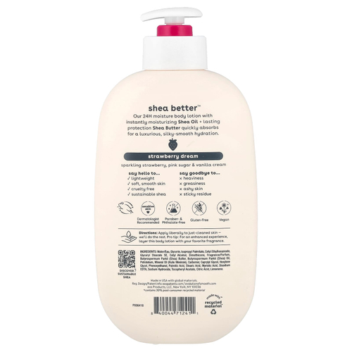 EOS, Shea Better™, 24H увлажняющий лосьон для тела, клубника, 473 мл (16 жидк. унций)
