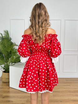 Сарафан платье летнее для девочки "Сердца на красном"