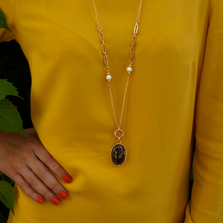 Колье Fiore Luna COFFE AGATE LN5153 BR/G