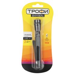 Светодиодный фонарь Трофи TM1W ручной на батарейках алюминиевый | Трофи