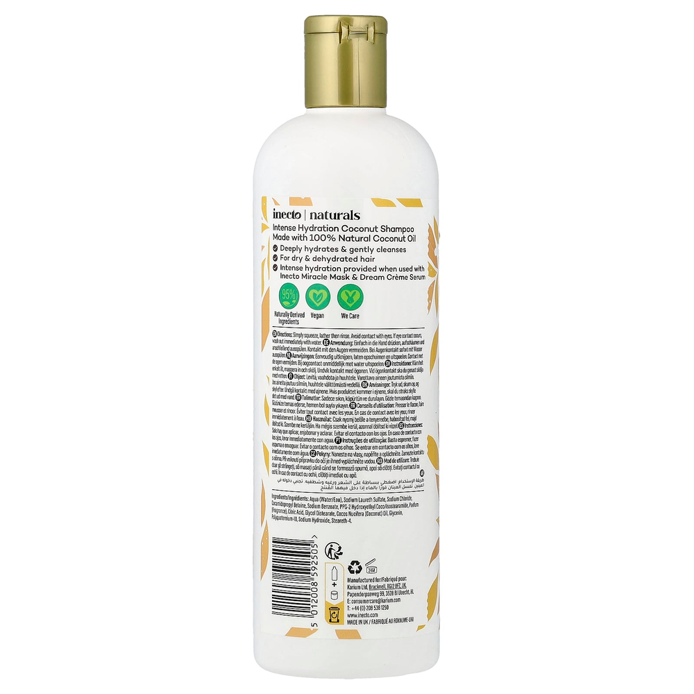 Inecto, шампунь с кокосом, для интенсивного увлажнения, для сухих волос, 500 мл (16,9 жидк. унции)