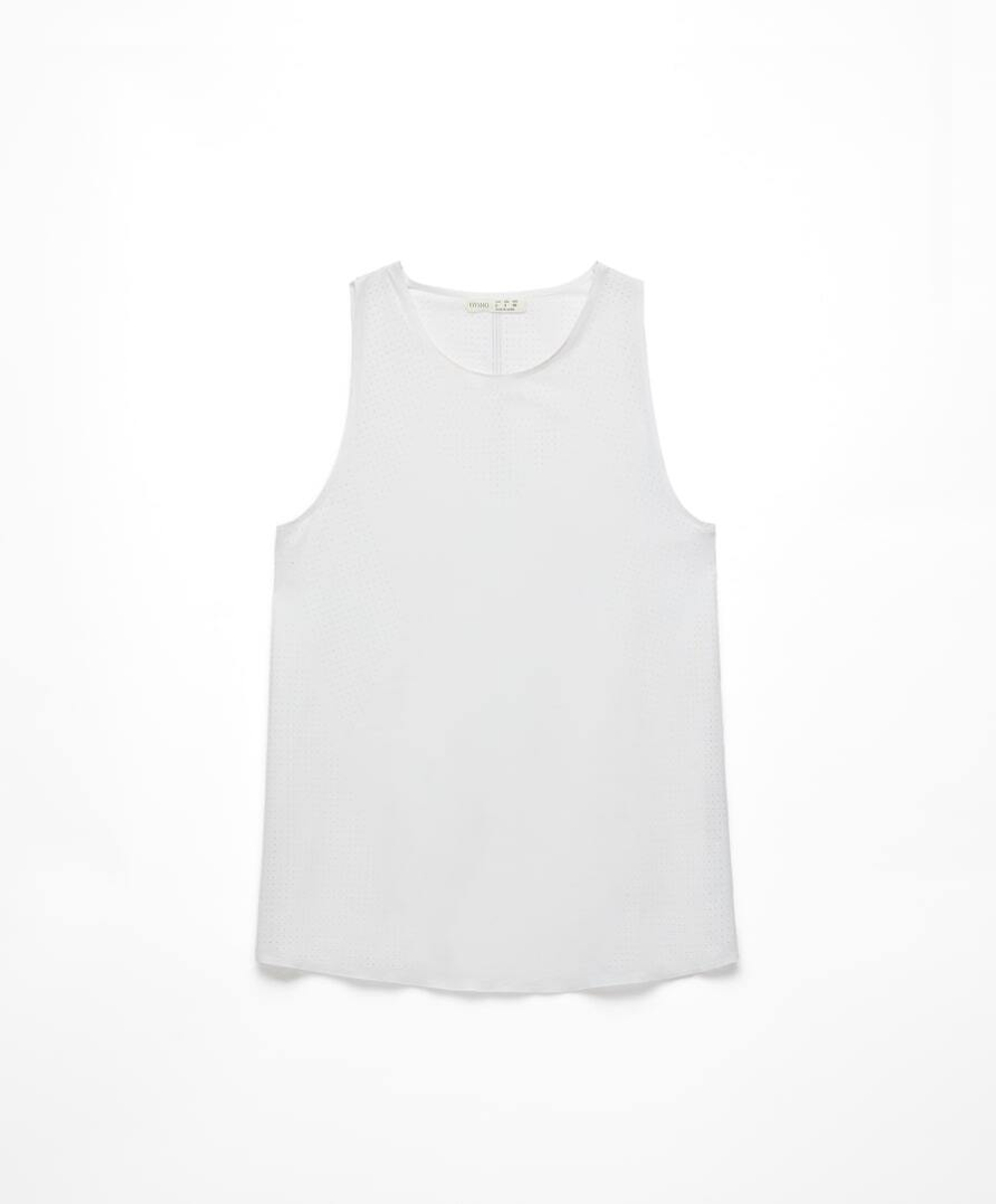 Oysho Топ без рукавов из высокотехнологичной ткани с микроперфорацией, белый