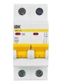 Автоматический выключатель IEK BA47-29 C, 6A, 2P, 400 V