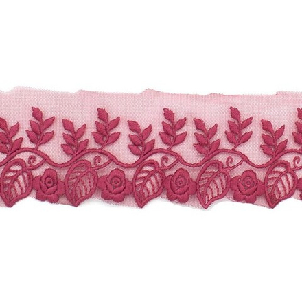 3AR076 Кружево на сетке 6см*13,72м (бордовый)