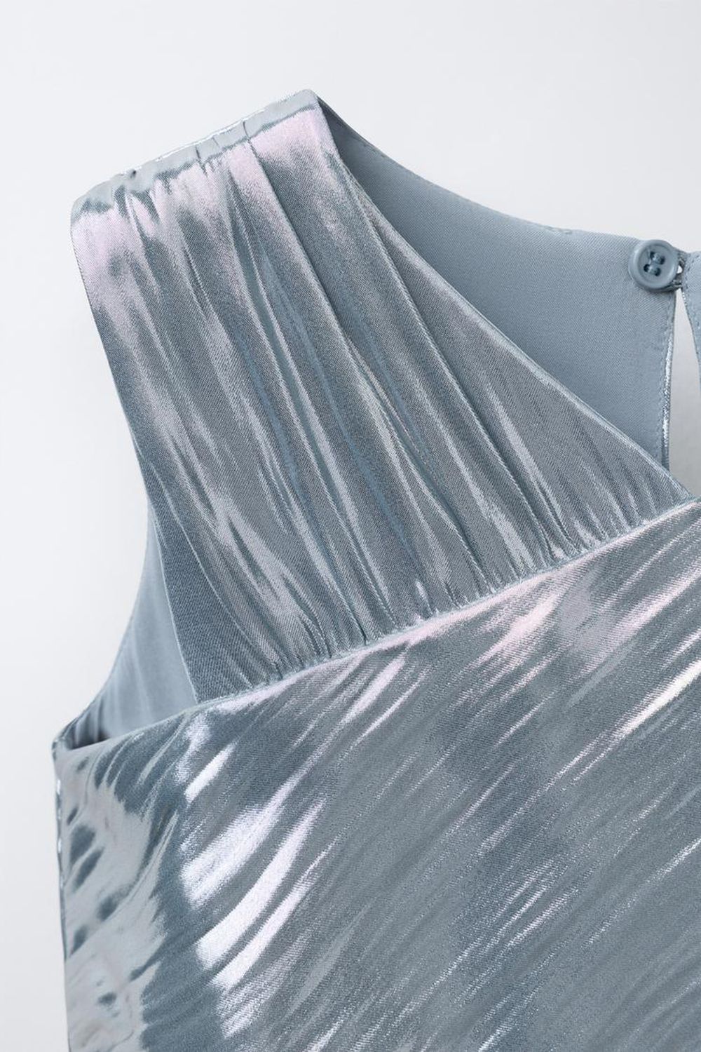 ZARA ТОП С ОБОРКАМИ, СЕРЕБРИСТЫЙ