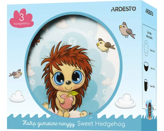 Yemək dəsti Ardesto Set of children&#39;s dishes Sweet hedgehog, 3 pcs., new bone china