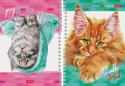 Блокнот А5 7БЦ гребень 80л "Эти заМУРчательные кошки" кл., ПЕРЕВЕРТЫШ