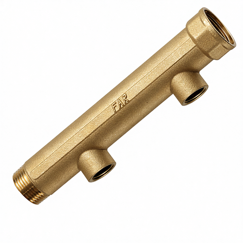 Коллектор 1 1/4", ВР-НР, 2 отвода 3/4", ВР, межосевое 100 мм FAR
