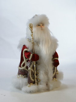 Кукла коллекционная Дед Мороз в кружевной шубе
