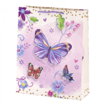 Пакет подарочный бумажный Alingar, (XL) 31х40х12 см, вертикальный, "Нежные бабочки", матов. ламинация, ассорти