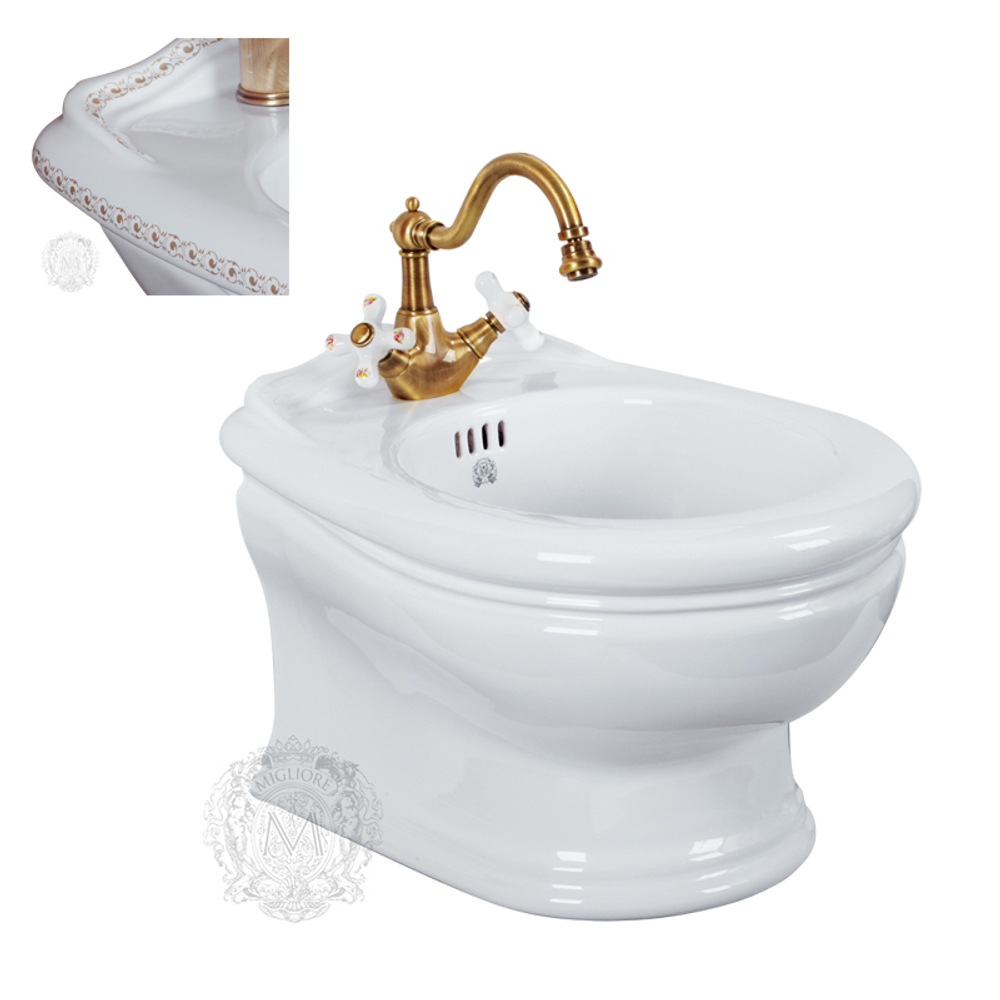 Биде подвесное Migliore Milady ML.MLD-25.730.D3.BR, декор бронза