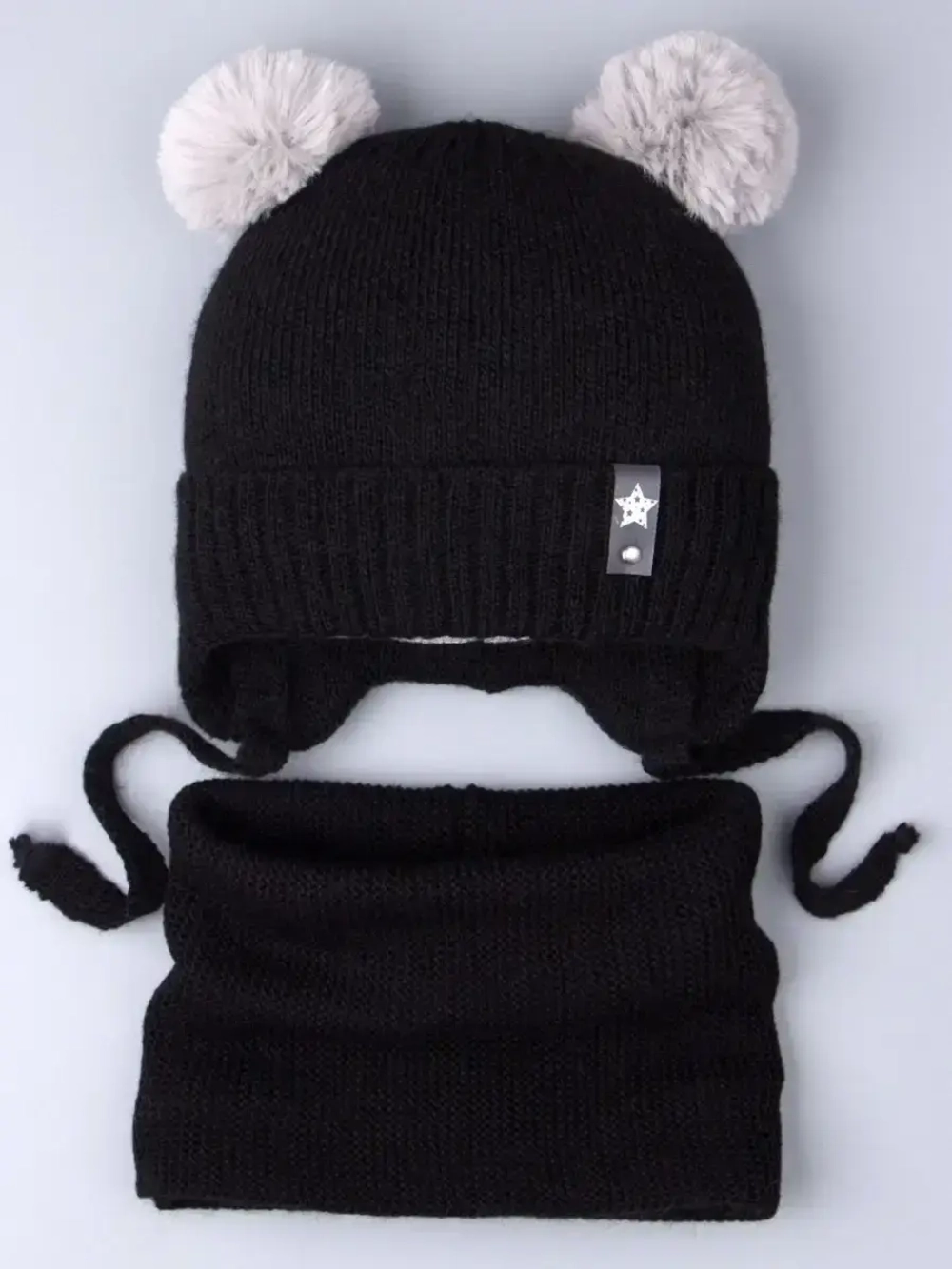 Шапка детская зимняя вязаная и снуд