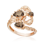 Кольцо «Скорпион» из красного золота с кварцем дымчатым