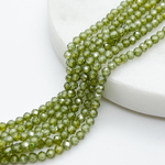 Фианит (кубический цирконий), цвет светло-зеленый, размер 3 мм, цена за нить около 130 шт (38 см)