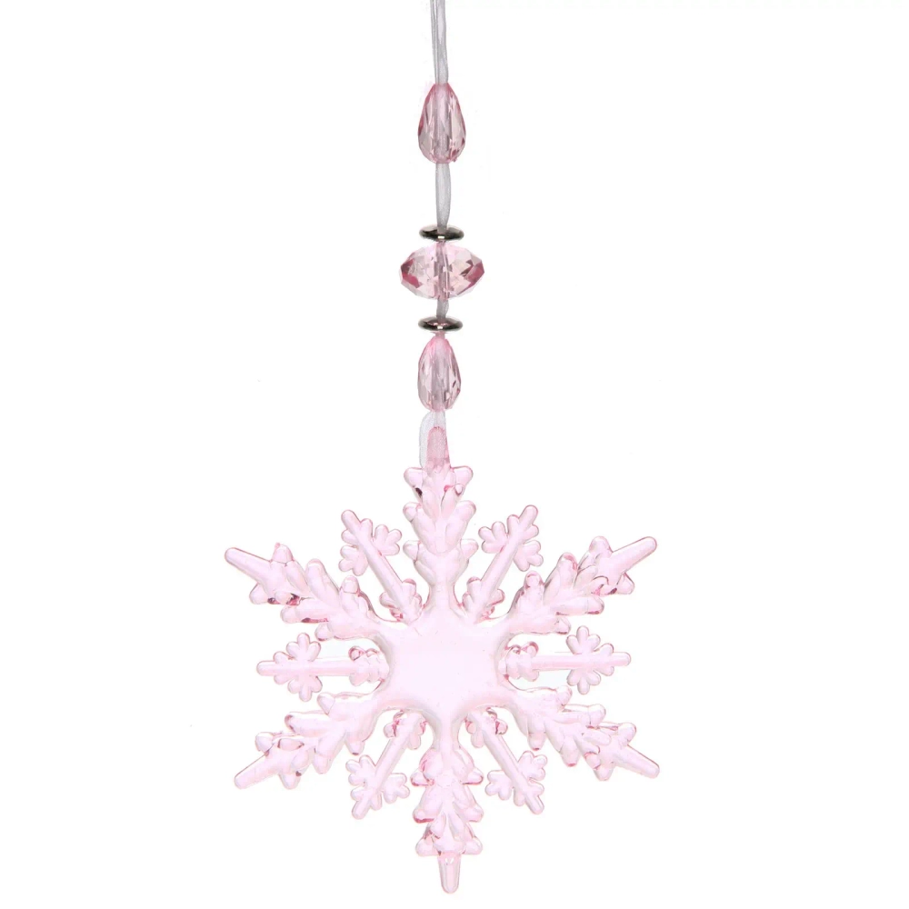Подвеска «Ажурная снежинка» 16 см, Розовый