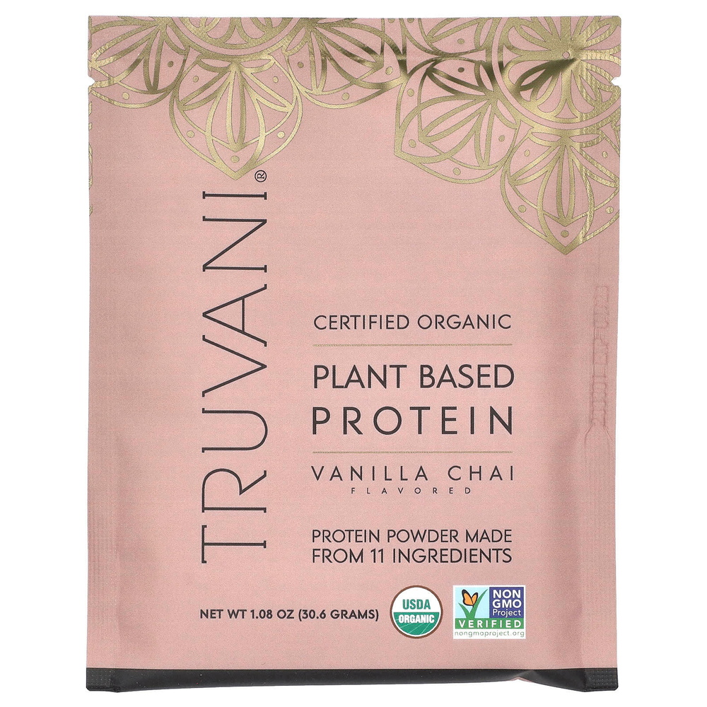 Truvani, протеин на растительной основе, со вкусом ванильного чая, 10 пакетиков, 30,6 г (1,08 унции)