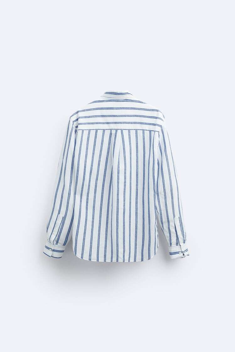 ZARA РУБАШКА ИЗ СМЕСОВОГО ЛЬНА, БЕЛЫЙ/МОРСКОЙ СИНИЙ