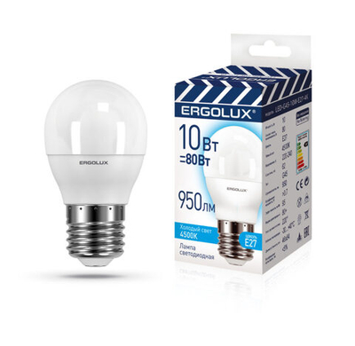 Лампа светодиодная ERGOLUX (14546) LED-G45-10W-E27-4K