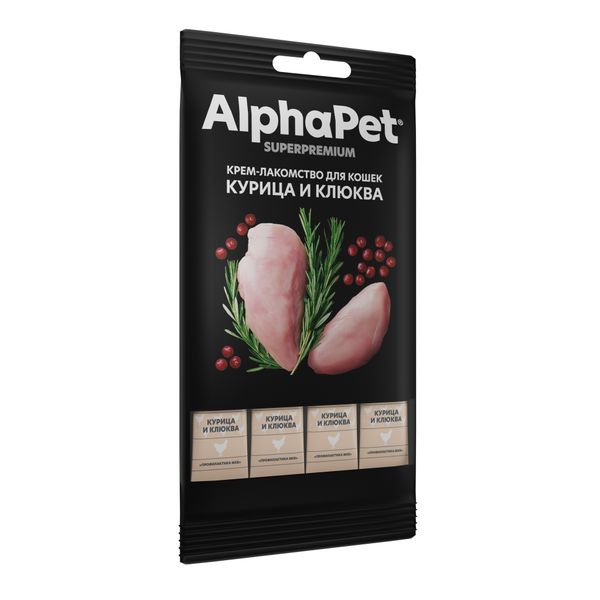 Крем-лакомство AlphaPet Superpremium для кошек с курицей и клюквой