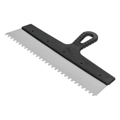 Шпатель из нержавеющей стали, 350 мм, зуб 6 х 6 мм, пластмассовая ручка Сибртех