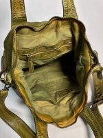 Женская премиальная горчично-оливковая сумка из натуральной кожи "Венеция"