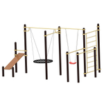 Спортивный комплекс №99, качели, скамья, шведская стенка, брусья, турник, 5000*3500*2700 мм., D=89 мм.