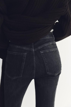 ZARA МОДЕЛИРУЮЩИЕ ДЖИНСЫ TRF С ВЫСОКОЙ ПОСАДКОЙ, СЕРЫЙ