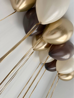 Воздушные гелиевые шарики с доставкой по Хабаровску хром золото/шоколад/песок№5044