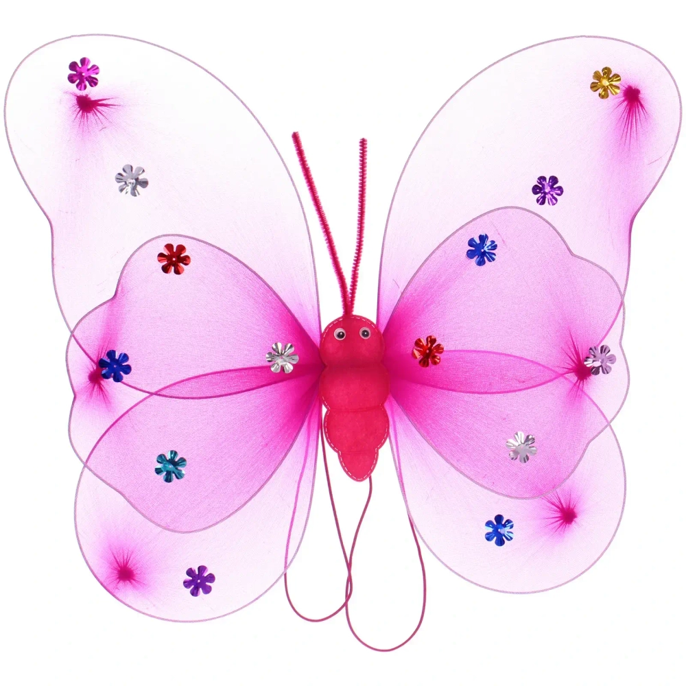 Карнавальный костюм «Волшебная сказка» (юбка, крылья, волшебная палочка, ободок), Фуксия