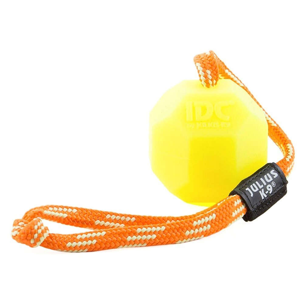 Игрушка "Мяч с ручкой" 6 см флуоресцентный (силикон) - для собак (Julius-k9)
