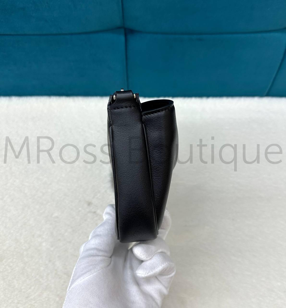 Сумка Balenciaga Rodeo черная кожаная с серебристой застежкой