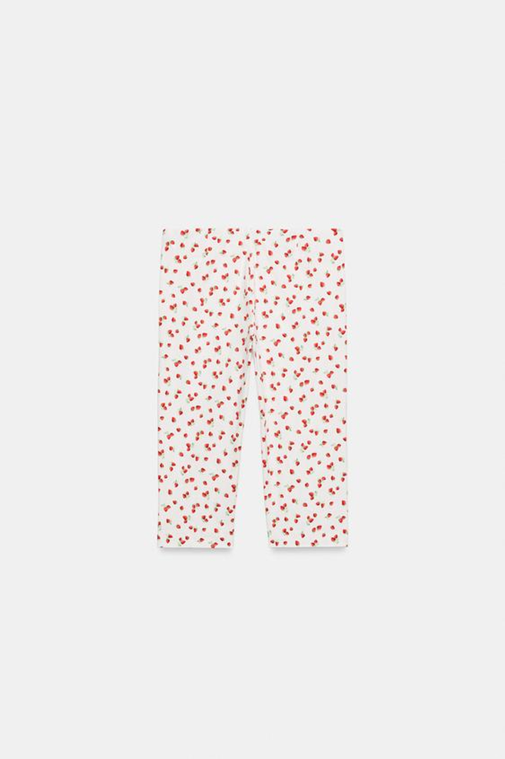ZARA БРЮКИ КАПРИ С ПРИНТОМ КЛУБНИКИ, БЕЛЫЙ/КРАСНЫЙ