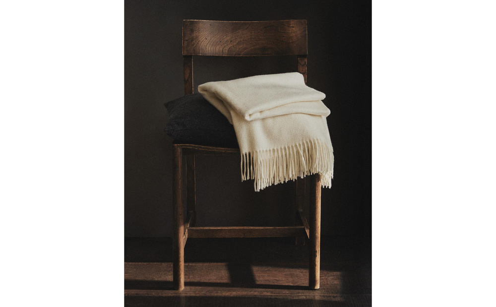 Zara Home плед из хлопка, экрю, 130x170 см