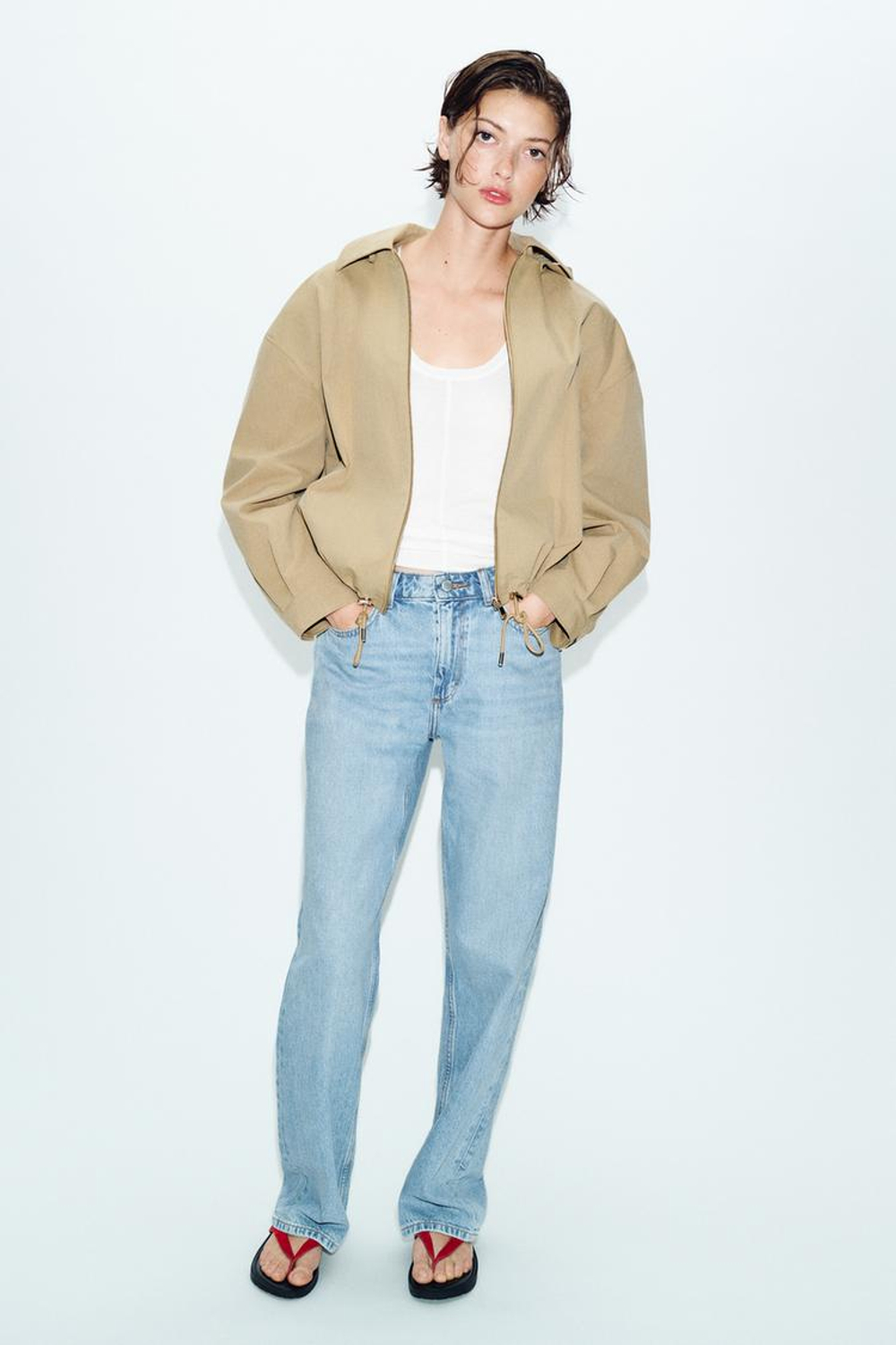 ZARA КУРТКА СО СЪЕМНЫМ КАПЮШОНОМ, РЫЖЕВАТО-КОРИЧНЕВЫЙ