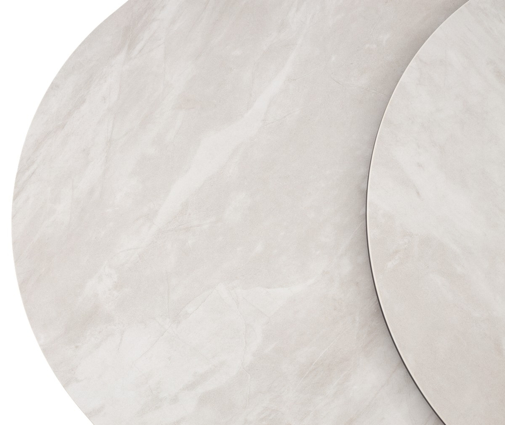 Стол RUBEN 132 TL-109 Серый мрамор, испанская керамика, стекло / Латте, ®DISAUR