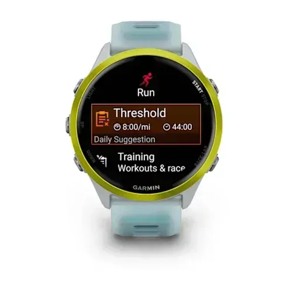 Умные часы Garmin Forerunner 570 - 47 мм Желтый алюминий с полупрозрачным белым/бирюзовым ремешком