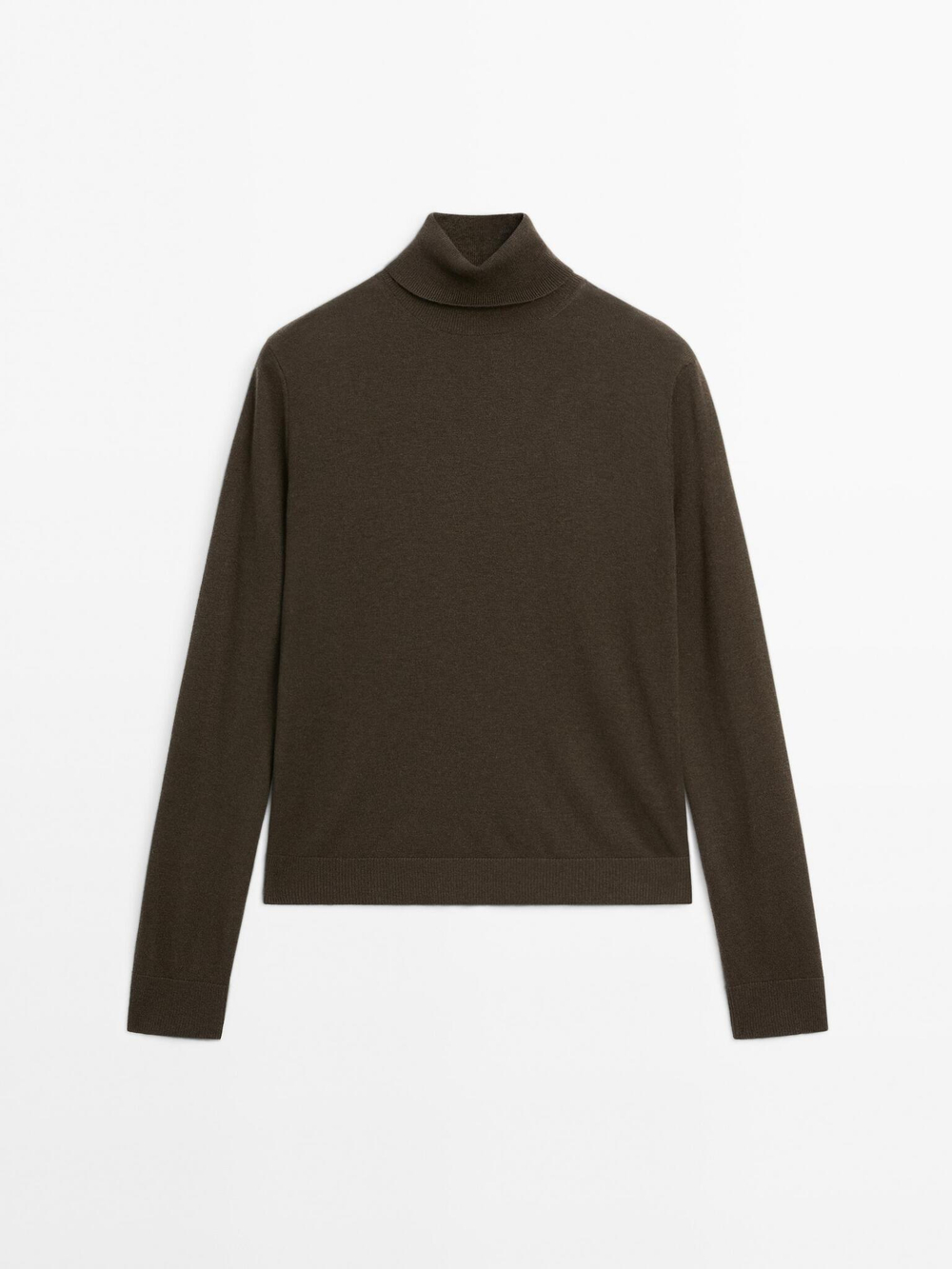 Massimo Dutti Свитер из смесовой шерсти с высоким воротником, зеленоватый