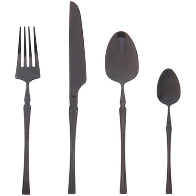 Набор столовых приборов «NORDIC» 24шт (6ножей, 6вилок, 6ст.ложек, 6ч.ложек), черный
