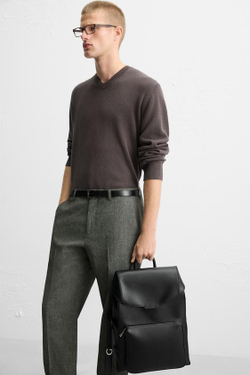 ZARA РЮКЗАК С КЛАПАНОМ, ЧЕРНЫЙ