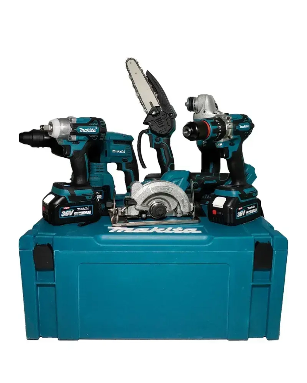 Набор электроинструментов аккумуляторных 6в1 /болгарка, гайковерт, перфоратор, дрель шуруповерт