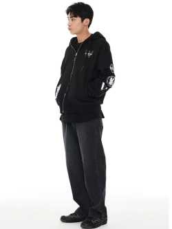 Худи на молнии с капюшоном с логотипом ladok на рукаве