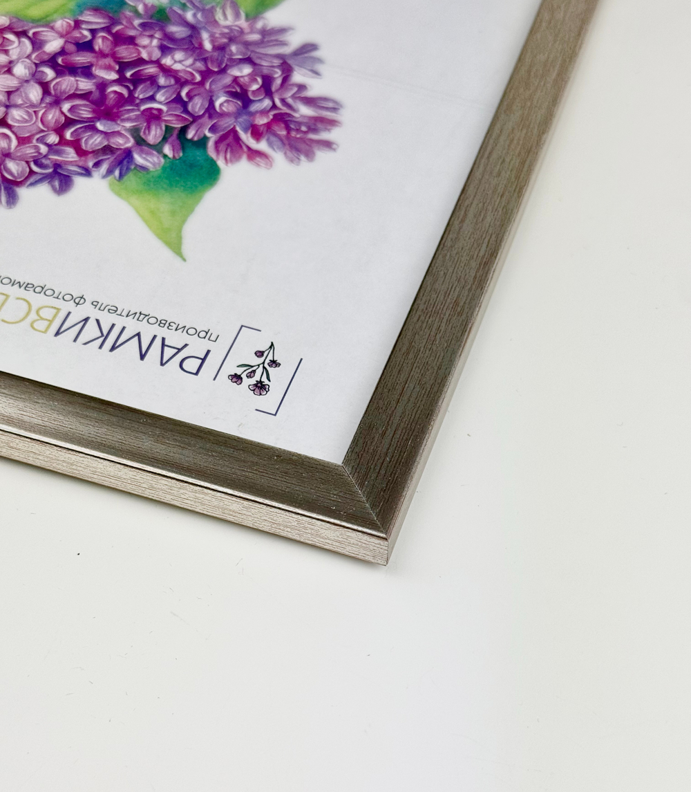 Фоторамка 21х30 см серебряная, принт дерева, арт. 2130.752230