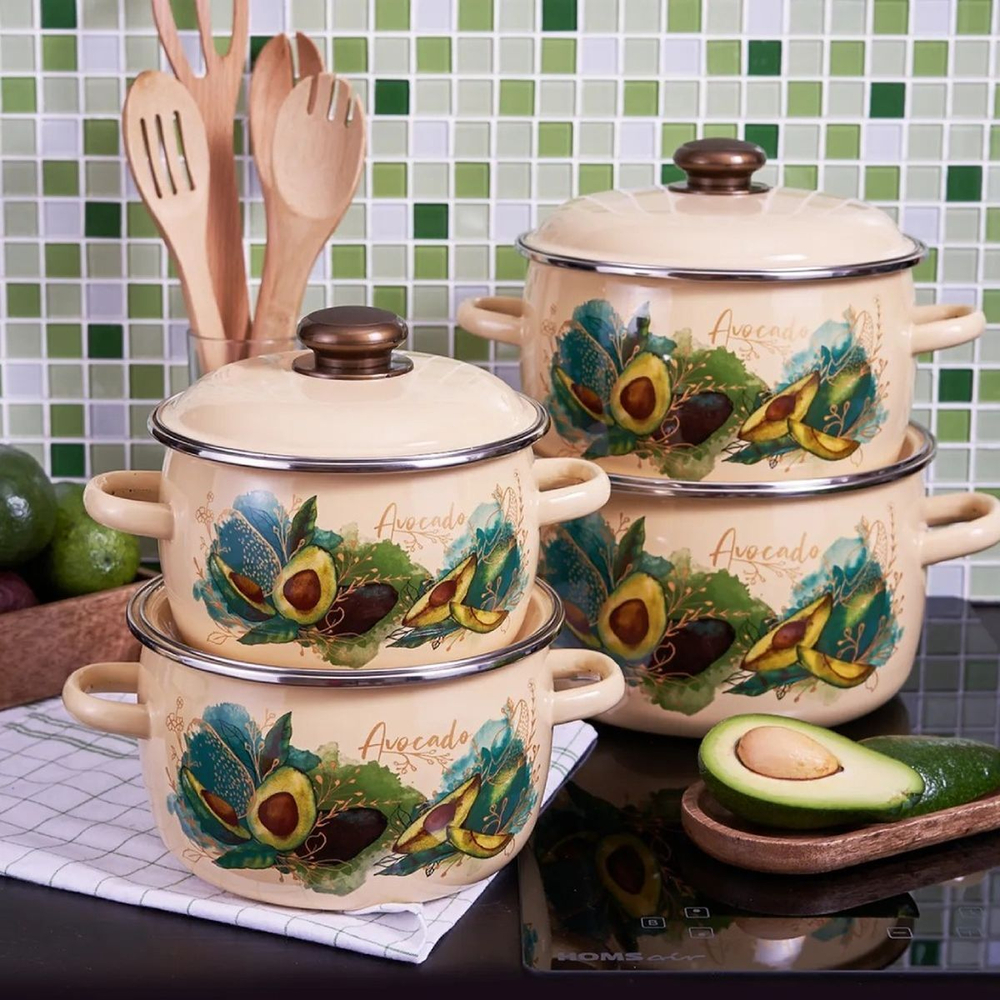 Кастрюля сталь, эмал, 2 л, крышка сталь, Appetite, Avocado, 1MC161P