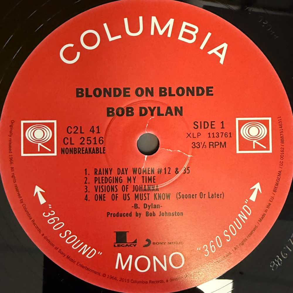 Bob Dylan ‎– Blonde On Blonde 2LP (Европа 2015г.) Т
