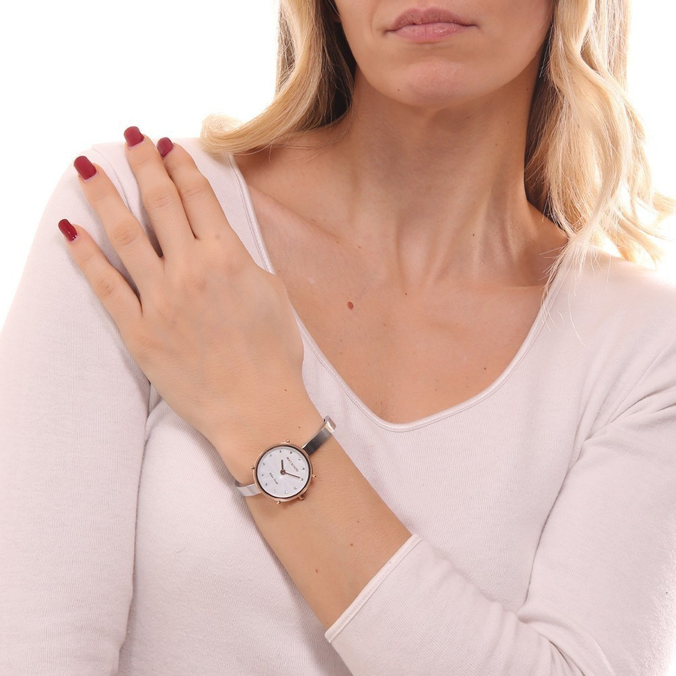 Часы Boccadamo Loving Silver Rosegold LO002 BW/S с минеральным стеклом, кристаллами Swarovski