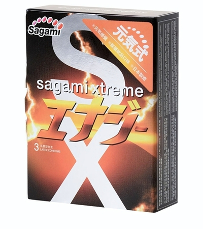 Презервативы Sagami Xtreme Energy с ароматом энергетика - 3 шт. (Цвет: прозрачный)