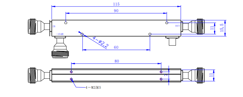 LT-DC-05180-10DB, Направленный ответвитель, N, 10dB