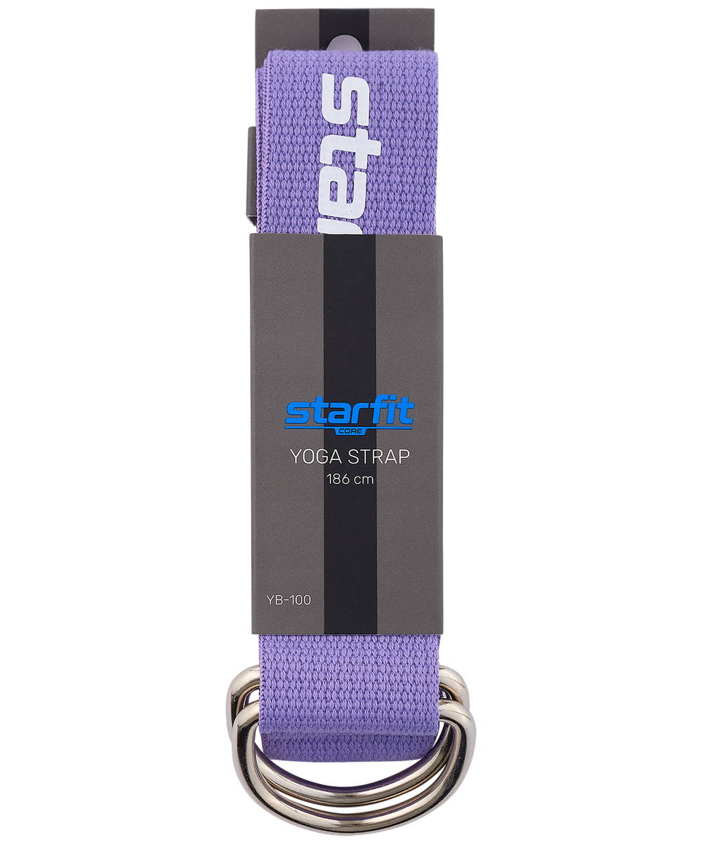 Ремень для йоги YB-100 183 см, хлопок, фиолетовый пастель